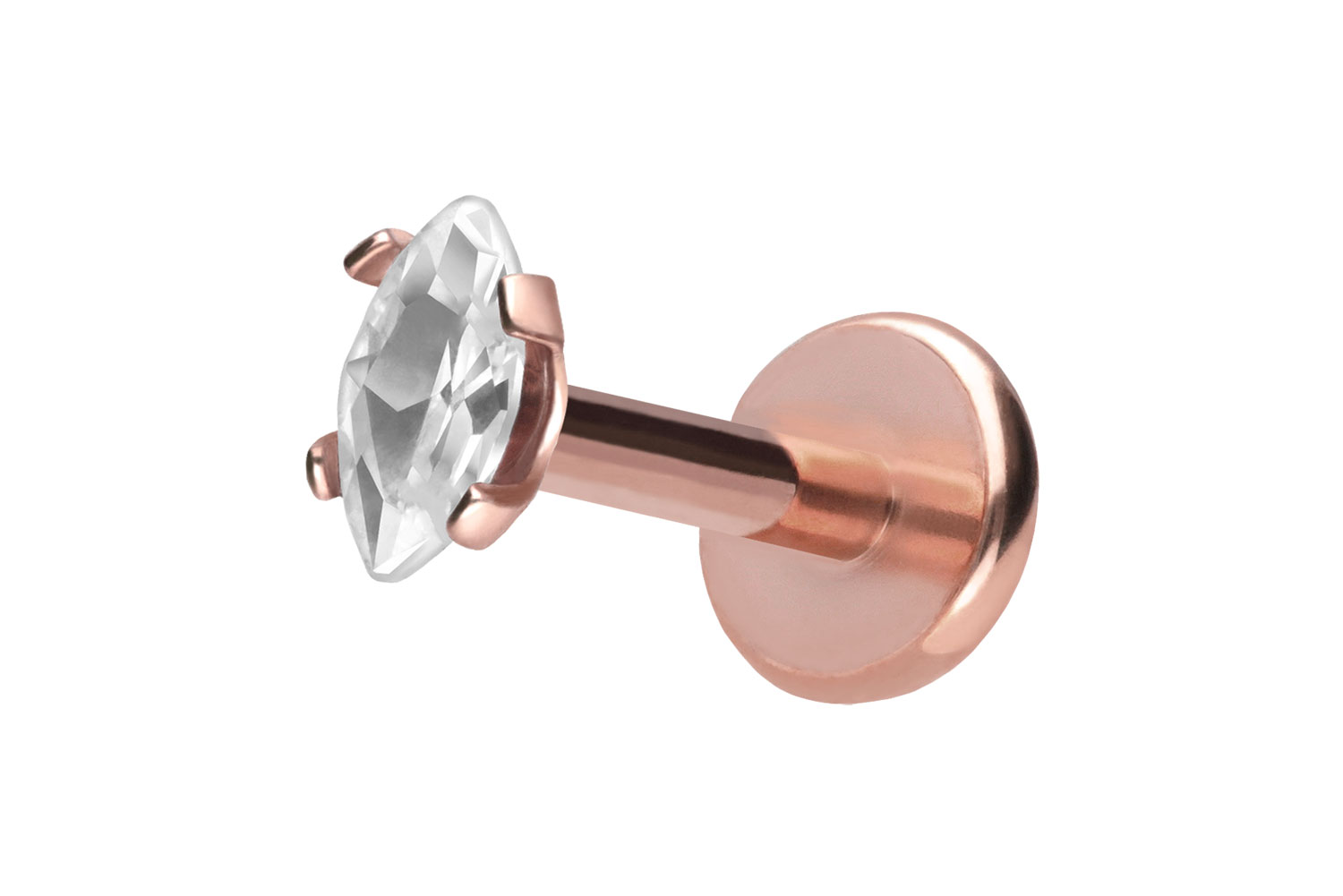Titan Labret Piercing mit Push Fit EINGEFASSTER KRISTALLTROPFEN